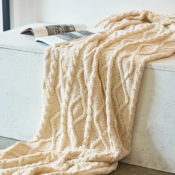 Solid Crochet Knit Blankets