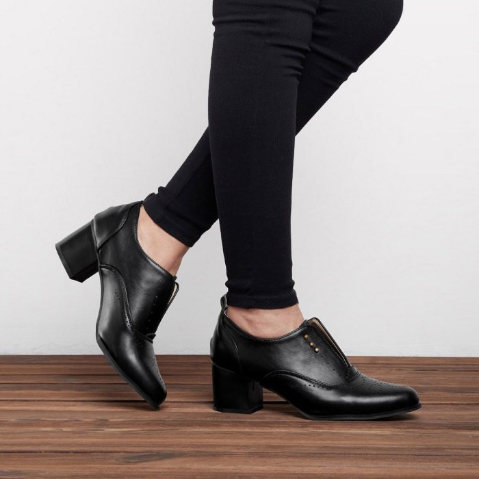 Vintage Slip On Booties Chunky Heel Pu Boots