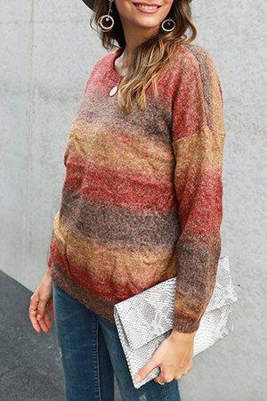 Color-Block Long Sleeve Crew Neck Work Sweaters