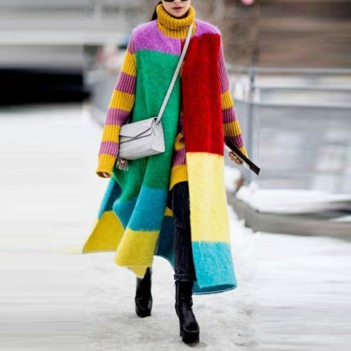 Fashion Contrast Color   Sleeveless Slit Coat