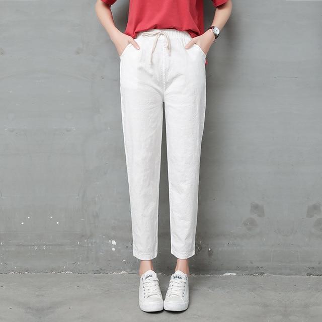 Women's Cotton Linen Ankle Length Pants