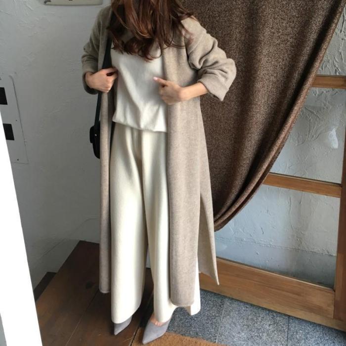 Fashion Frenulum Long Knitted Sweater Cardigan Coat