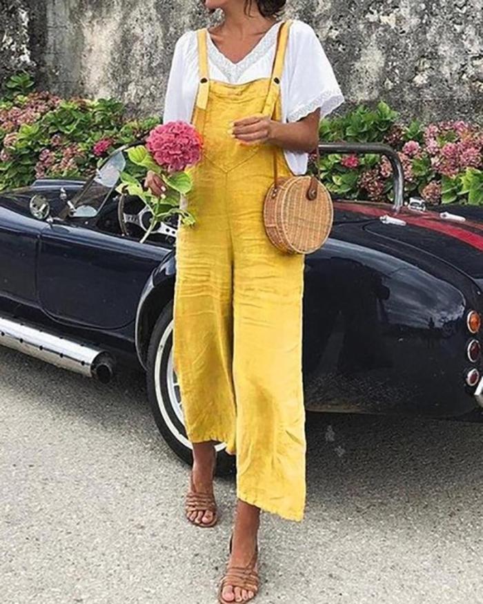 Linen Casual Fashion Strap Jumpsuit