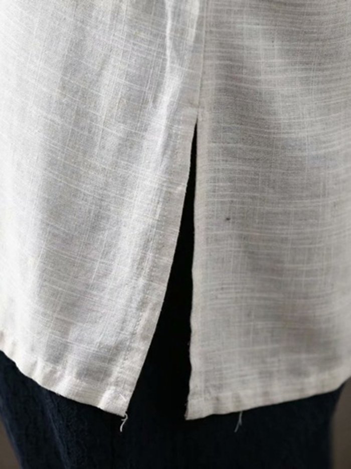 Casual Long Sleeve Solid Linen Cotton Cardigan