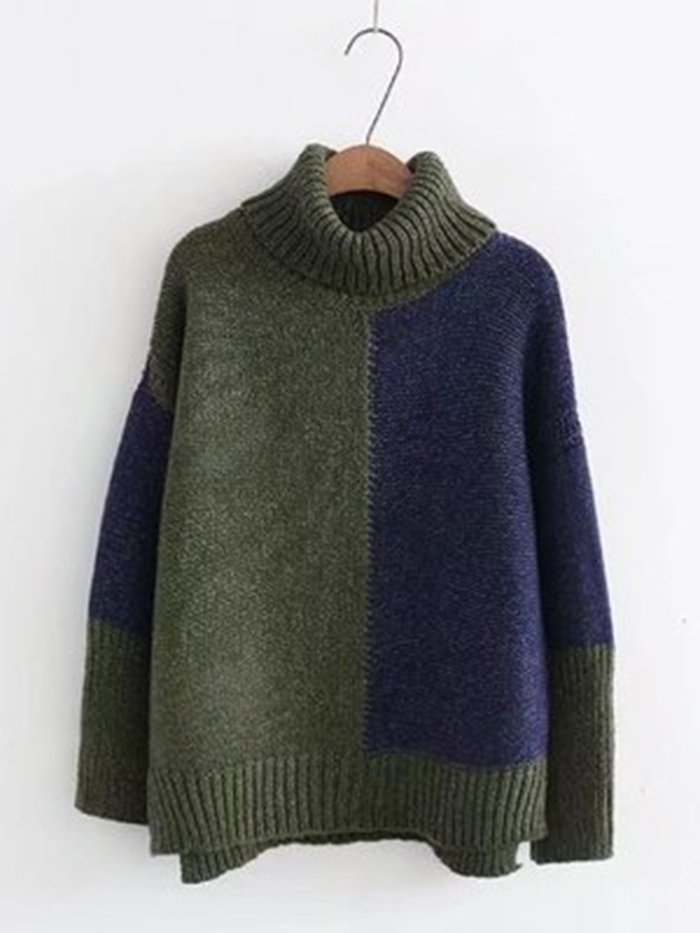 Turtle Neck Knitted Casual Sweater