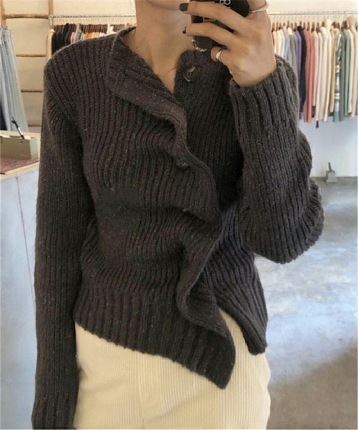 Fashion Irregular Knit Sweater Coat