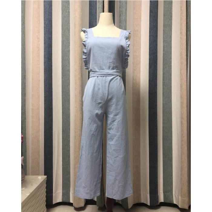 Sexy Backless Sleeveless Linen Jumpsuit