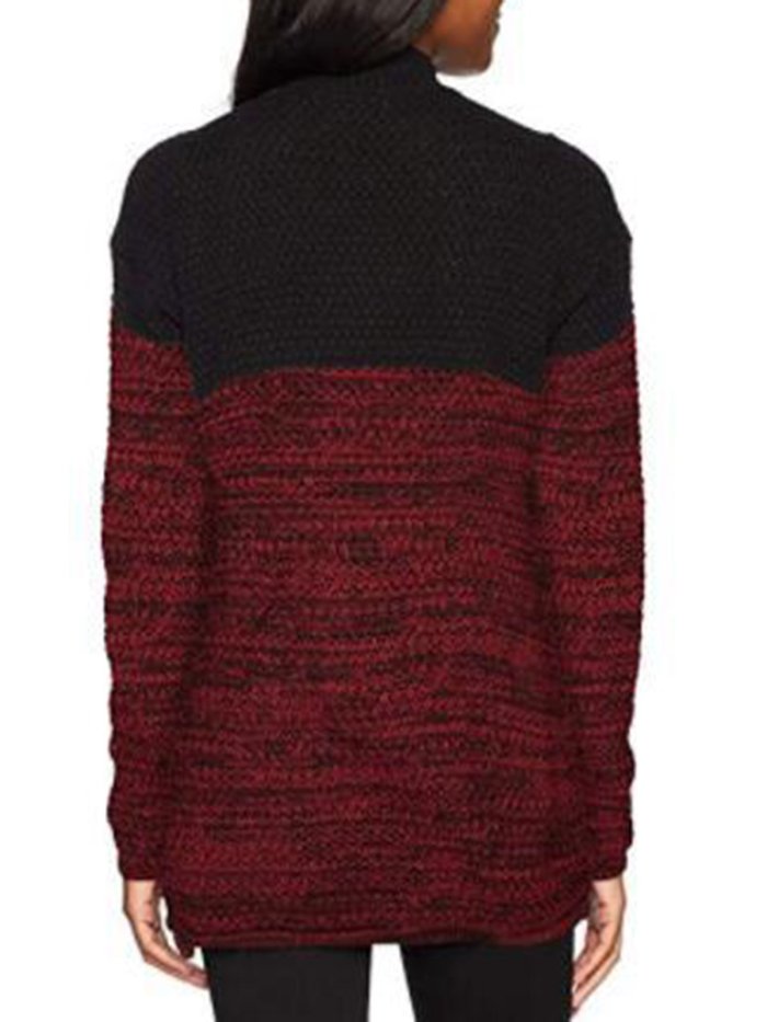 Blue Acrylic Casual Color-block Solid Sweater