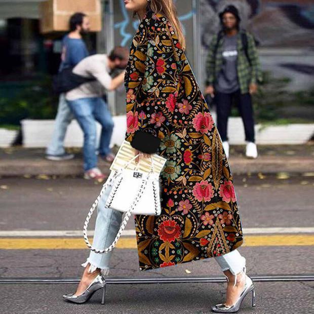 Stretch Printed Long-Sleeve Coats