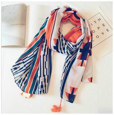 Cotton Linen Silk Animal Print Zebra Thin Head Scarf Shawl
