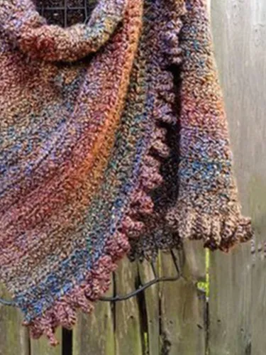Blue Purple Shift Ombre/tie-Dye Casual Scarves & Shawls