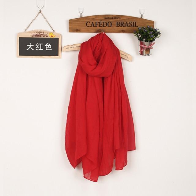 Women Soft light Warm Linen Cotton Wine Red Scarfs