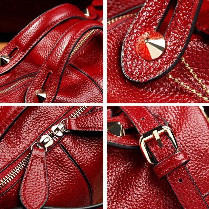 Cowhide Leather Elegant Women Multi Pockets Crossbody Bag For Women
