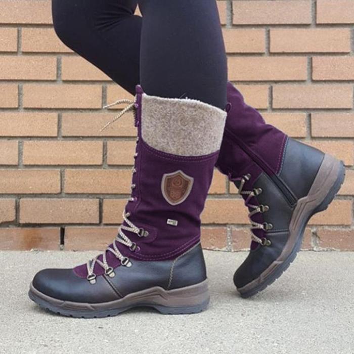 Women's casual lace-up daily flat boots