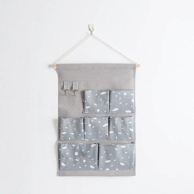 Cotton Linen Hanging Storage Bag 7 Pockets Wall Hanging Organizer