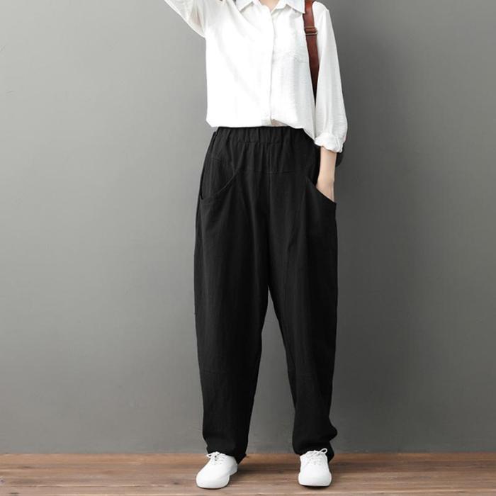 Leisure Pure Color Loose Trousers