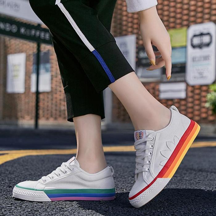 Fashion Casual Korean Style Mixed Color Canvas Shoes Sneakers