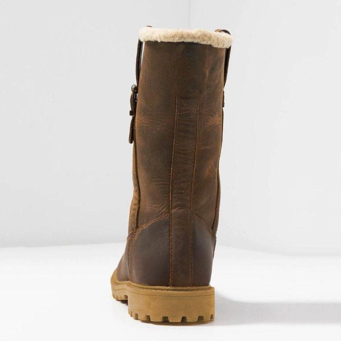 Women Slide Snow Boots Pu Working Chunky Heel Winter Shoes
