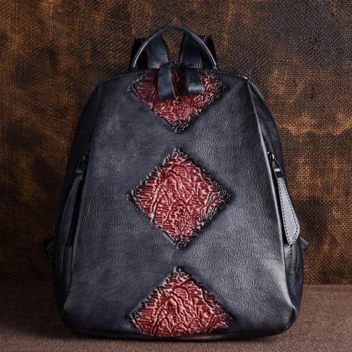 Leather vintage ethnic backpack
