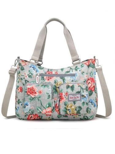 Waterproof Floral Print Crossbody Bag Large Capacity Tote Bag