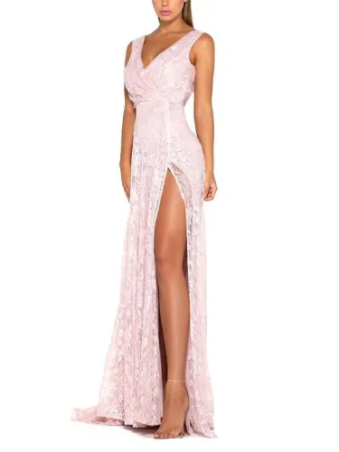 Sexy Deep V Sleeveless Slit Evening Dress