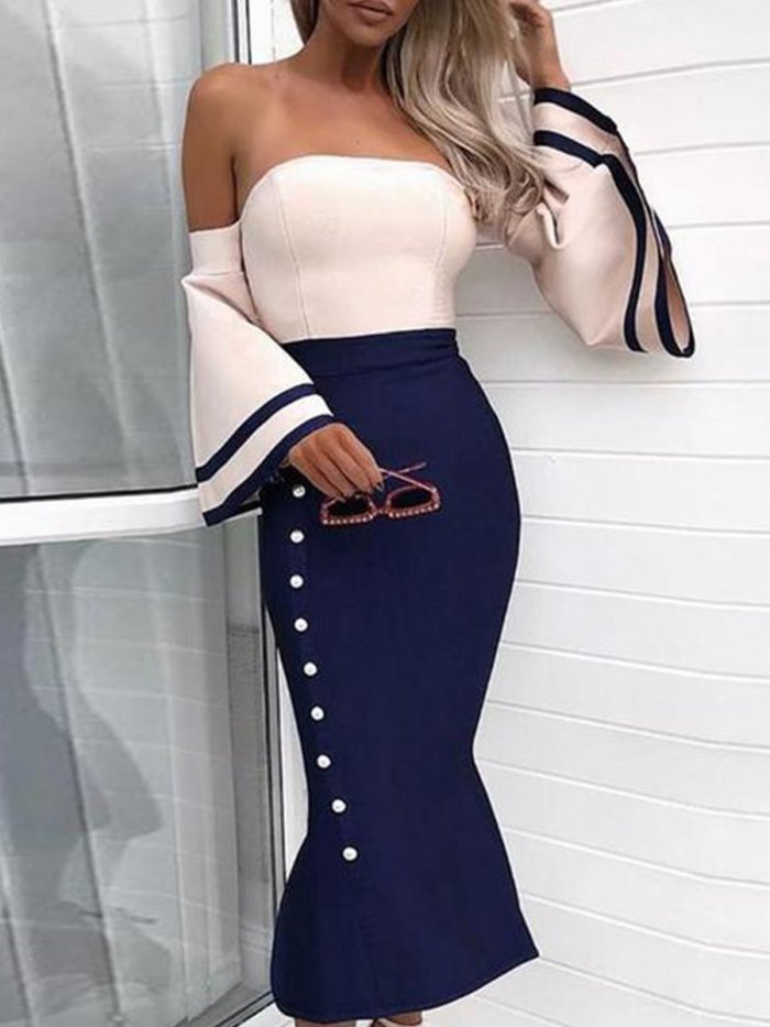 Sexy Off-The-Shoulder Fishtail Bodycon Dress