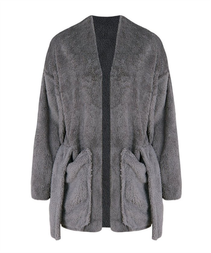 Fashion Splicing Long Fluffy Coat