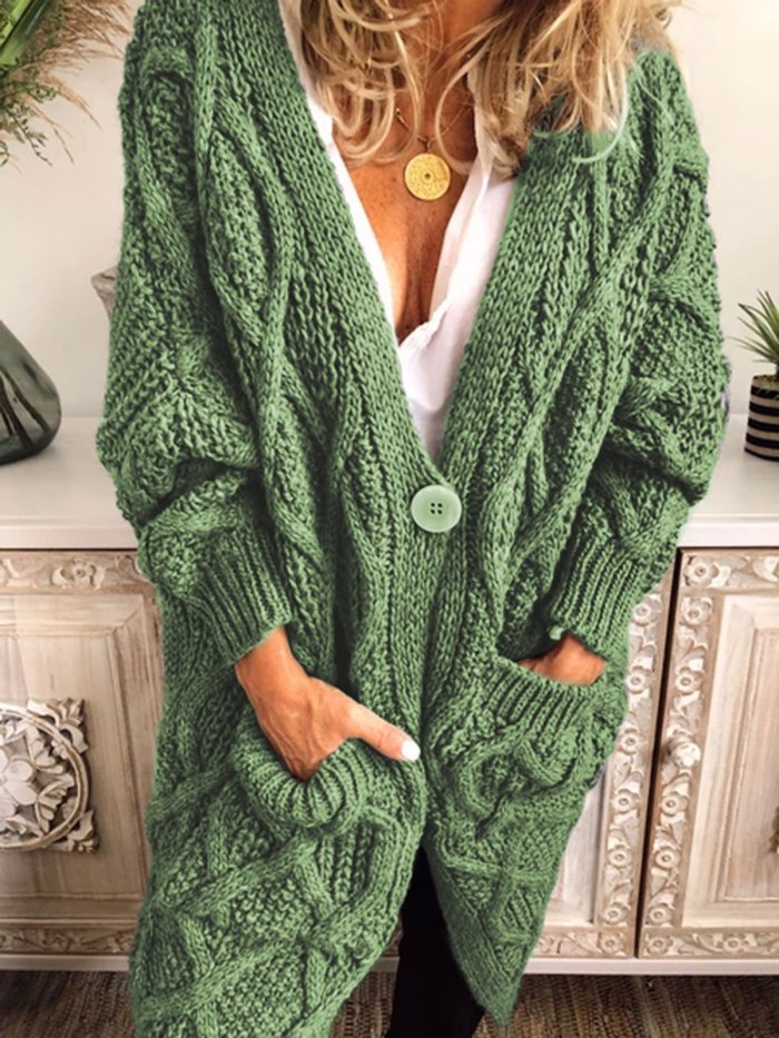 Casual Long Sleeve Plain Outerwear