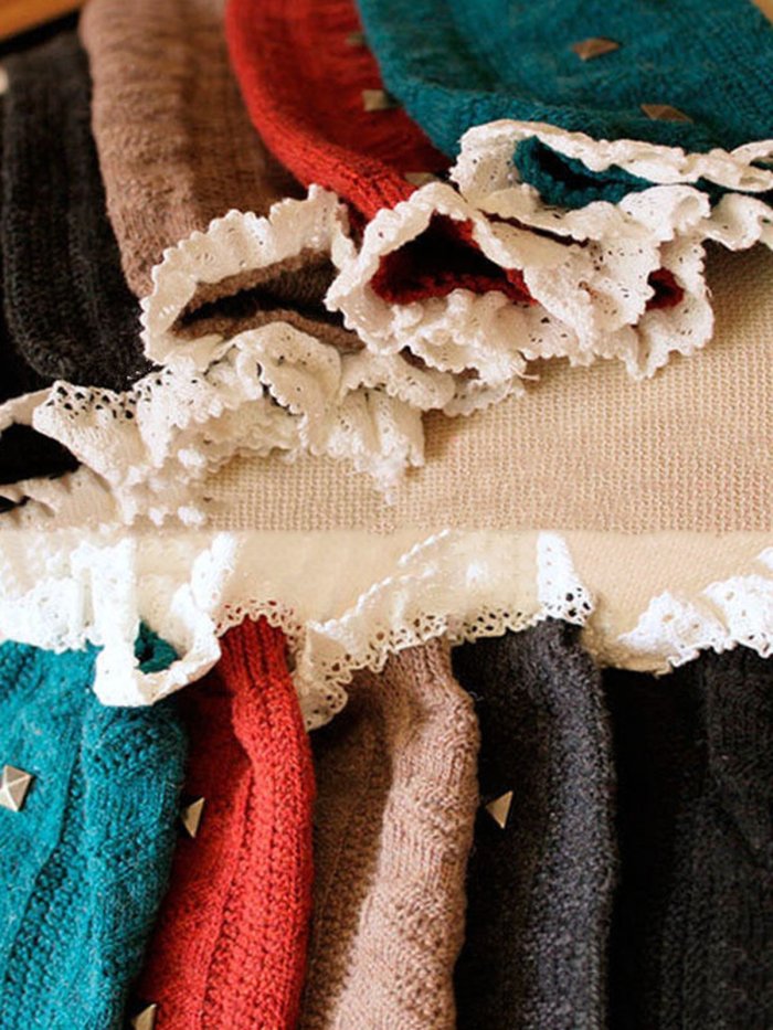 Women's lace lace pile socks