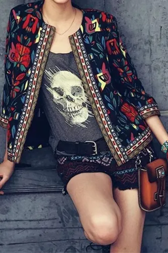 Fashion Retro Embroidered Printed Jacket