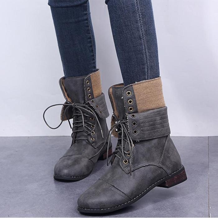 Womens Lace Up Mid-Calf Winter Boots
