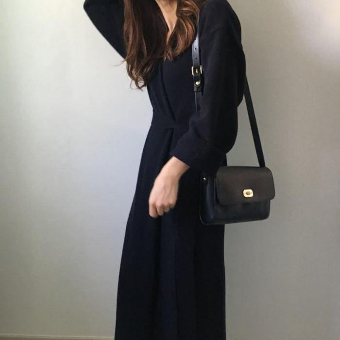 Fashion Frenulum Long Knitted Sweater Cardigan Coat