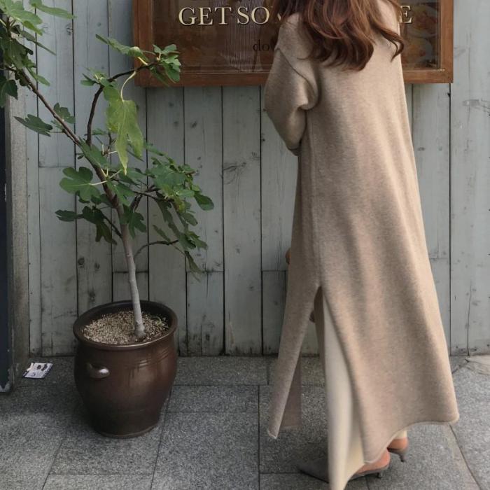 Fashion Frenulum Long Knitted Sweater Cardigan Coat