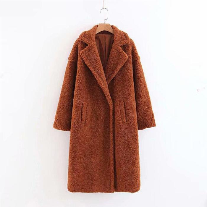 Fashion Lapel Pocket Long Sleeve Polar Fleece Coats