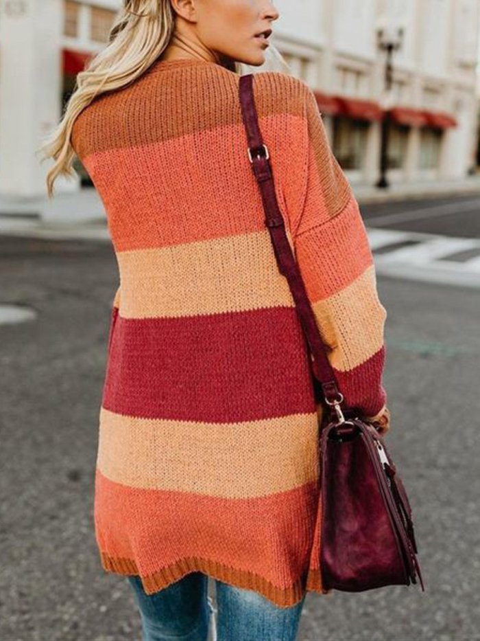 Fashion Color Stitching Knitting Sweater