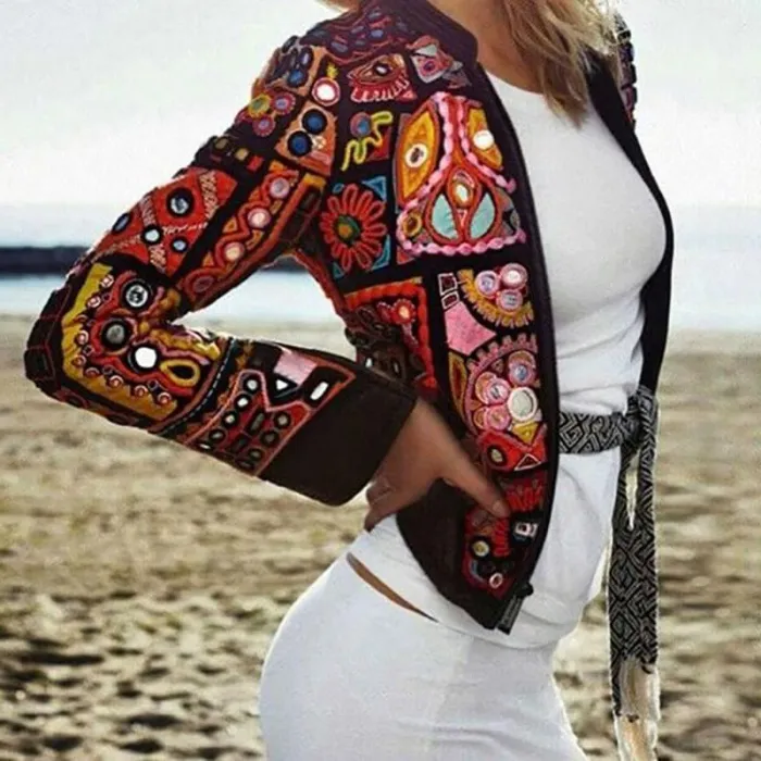 Women Bhemian Tachibana Long Sleeve Printed Blazer