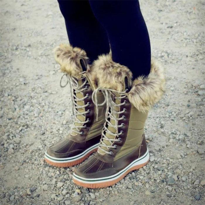 Women Winter Comfy Lace Up Mid-Calf Boots