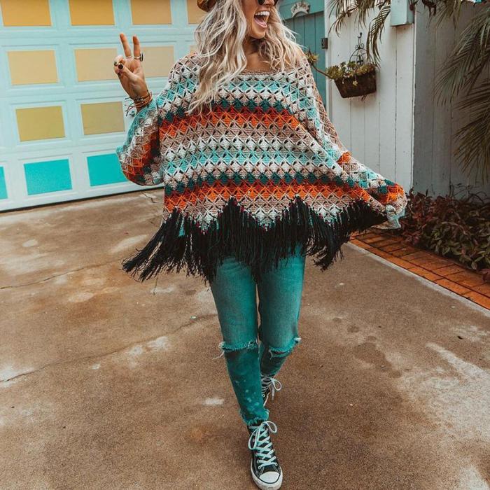 Glamorous Color Matching Tassel Sweaters