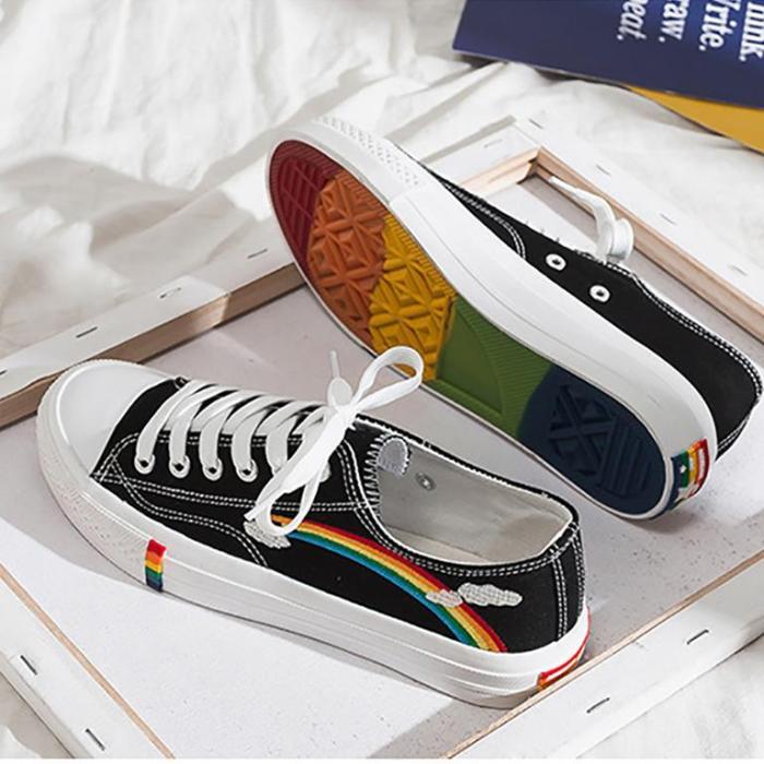 Korean Version Of Rainbow Canvas Shoes