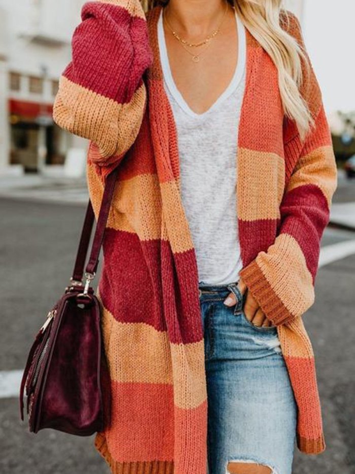 Fashion Color Stitching Knitting Sweater