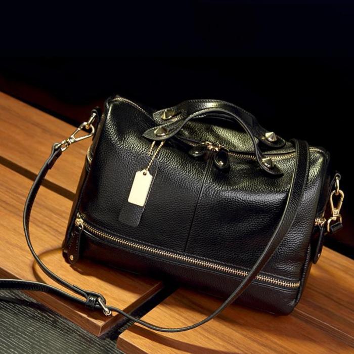 Cowhide Leather Elegant Women Multi Pockets Crossbody Bag For Women