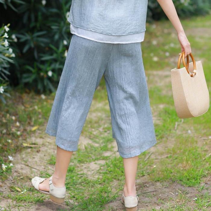 Leisure Loose Elegant Double Wide Leg Trousers