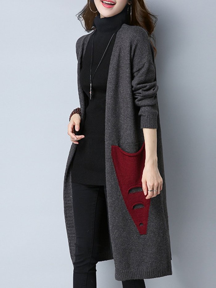 Patchwork Long Sleeve Cotton Cardigans