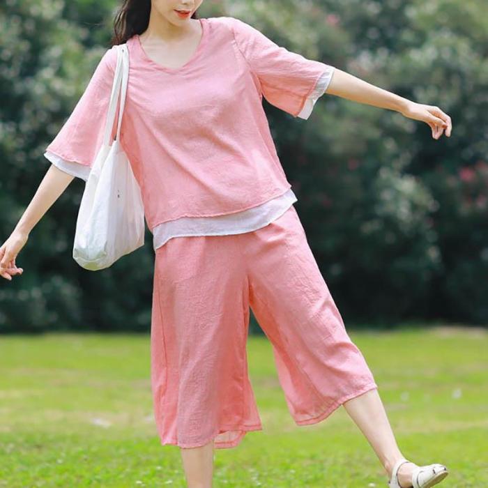 Leisure Loose Elegant Double Wide Leg Trousers