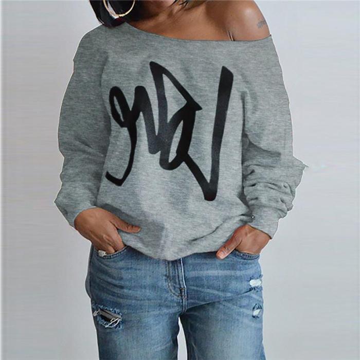 Fashion Letter Print Long Sleeve Sweater