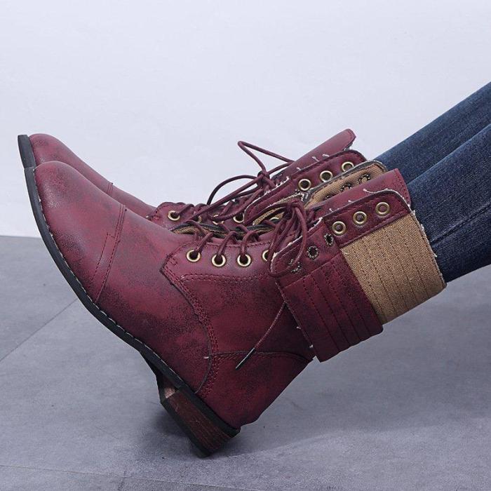 Womens Lace Up Mid-Calf Winter Boots