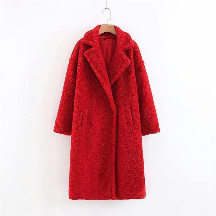Fashion Lapel Pocket Long Sleeve Polar Fleece Coats