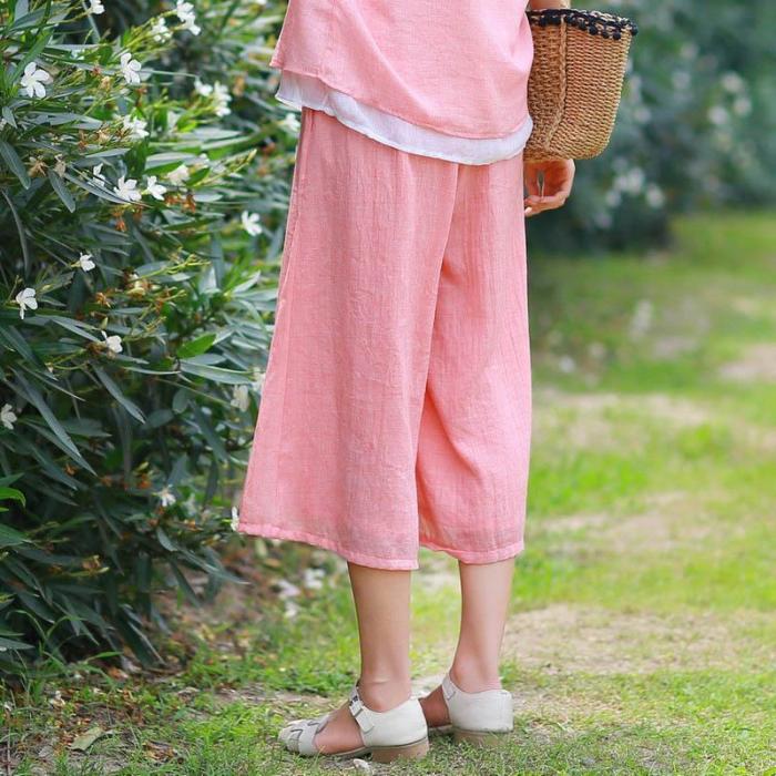 Leisure Loose Elegant Double Wide Leg Trousers
