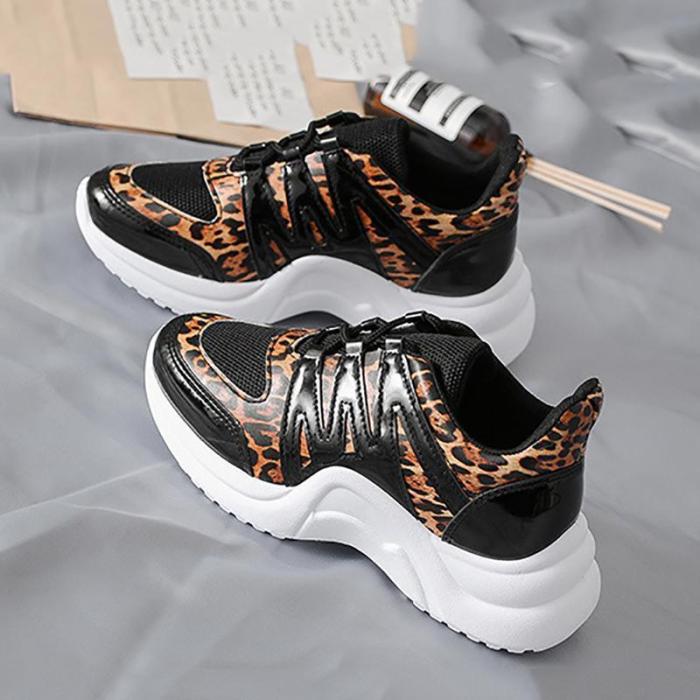 Fashion Women Leopard Printed Flat Heel Sneakers