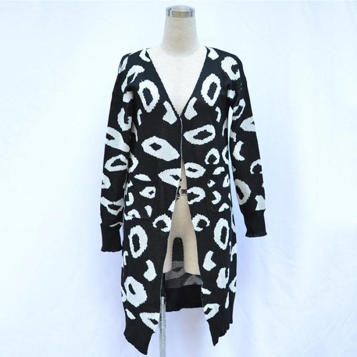 Fashion Leopard Long Personality Cardigan Sweater